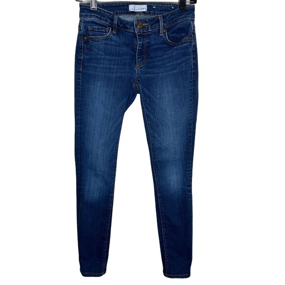 LOFT Denim - Loft Jeans Womens Size 24 00 XXS Curvy Skinny Stretch Denim Blue Low Rise Pants